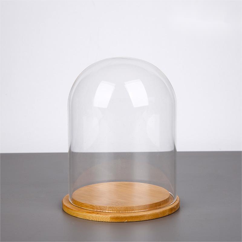 Candle dome cover candle holder with wooden base